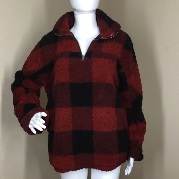 patterned sherpa pullover